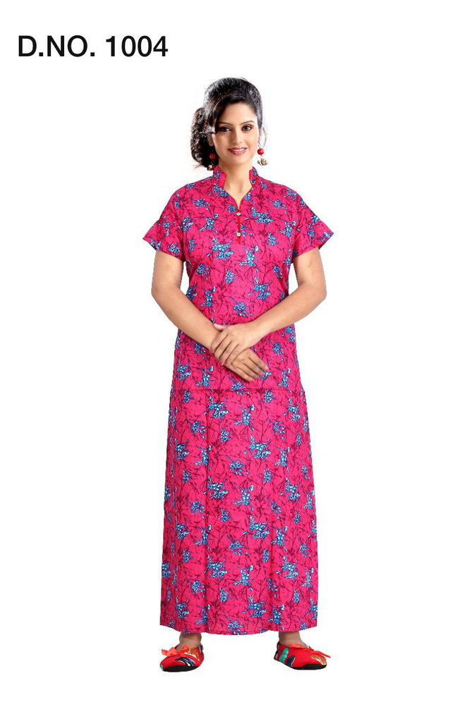 Ft 1004  Latest Collection Of Printed Pure Cotton Night Wear Gown Full Catalog